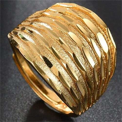 Women Men Circles Connected Gold Color Engraved Index Finger Rings Retro Adjustable Resizable Open Size Ring Anniversary Jewelry