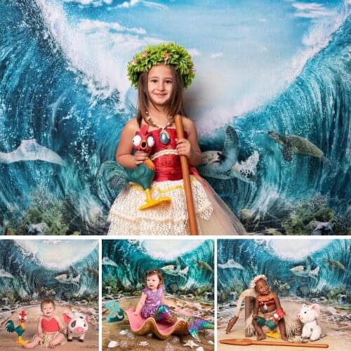 Kids Summer Cake Smash Photography Backdrop Child Portrait 1st Birthday Background Baby Photostduio Undersea Theme Party Banner