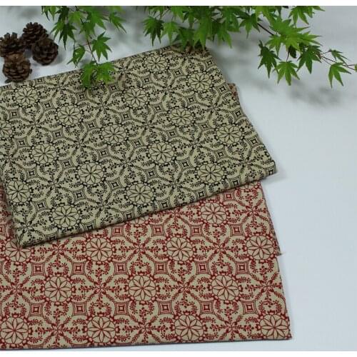 Cotton and linen ethnic RED DARK BLUE paper cut printed for DIY handwork tablecloth curtains blouse dress fabric patchwork tela