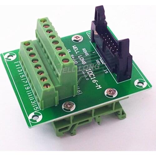 IDC16 2x8 Pins 0.1" Male Header Breakout Board, Terminal Block, Connector