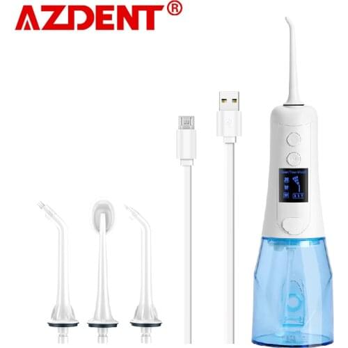 AZDENT Electric Screen Display Water Oral Irrigator Flosser USB Rechargeable Travel Portable Electronic Teeth Cleaner 3 Modes