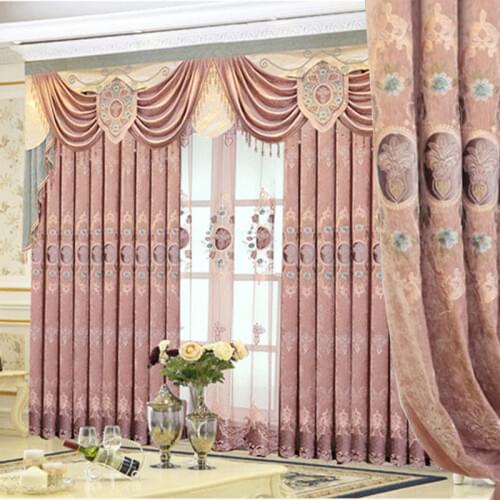Exquisite European-style Chenille Velvet Embroidery Curtains for Living Dining Room Bedroom