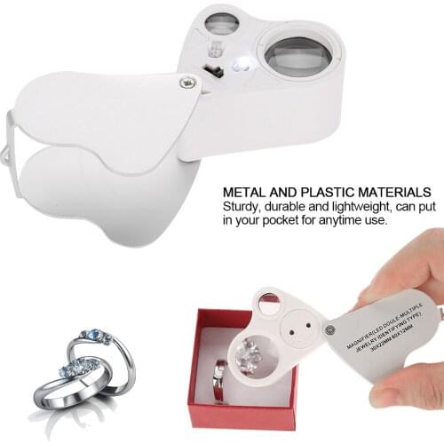 30/60X Mini Pocket Microscope Magnifying Glass Foldable Handheld LED Light Illuminated Jewelry Currency Detector Loupe Magnifier