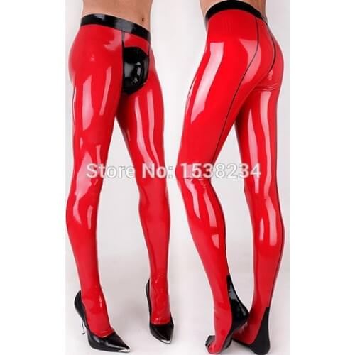 Latex Trousers Rubber Pantyhouse Latex Panties Red Latex Mens Rubber Trousers With Trims