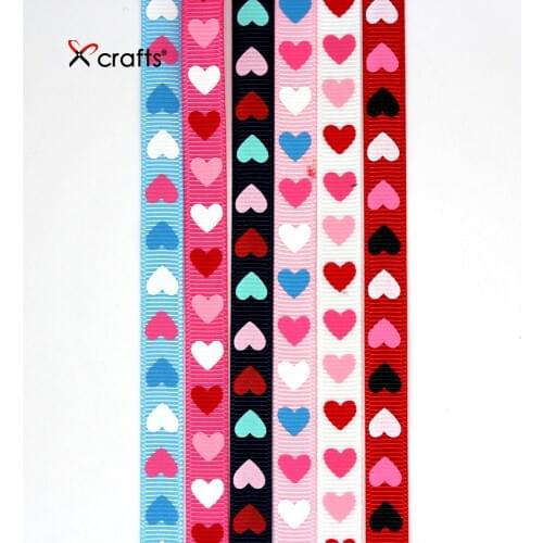 3/8" 10MM Grosgrain Ribbon Printed Heart For DIY Girls Hairbow Wedding Gift Package Free shipping