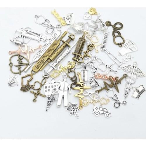 Hot sale metal medical mixed charm pendant bracelet necklace handmade jewelry making wholesale DIY accessories