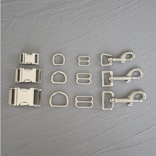 1 Set 15mm/20mm/25mm Metal Belt Straps Adjust Slider Release Buckle D Ring Webbing For Pet Dog Collar Dog Leash DIY Accessories