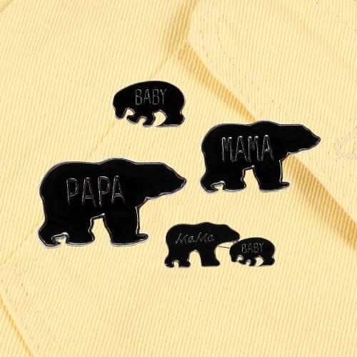 Cute Animal Enamel Pins Happy Family Bear Brooches MAMA PAPA BABY Demin Coat Lapel Pin Backpack Badges Jewelry Gift For Friends