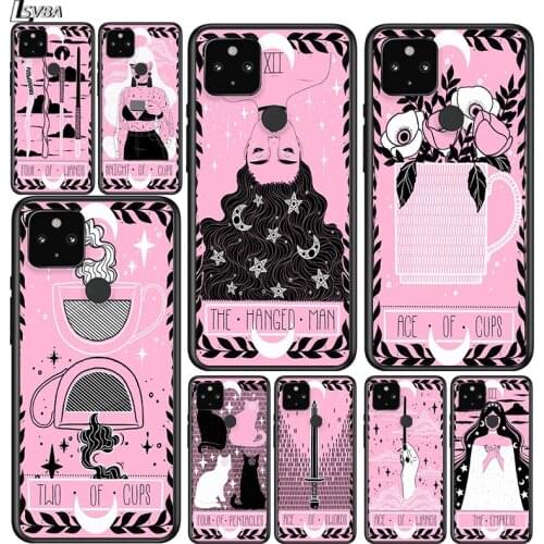 Cute Tarot Pink for Google Pixel 5 Pixel 4a 5G Pixel 4a Pixel 4 Pixel 4 XL Silicone Soft Black Phone Case Cover