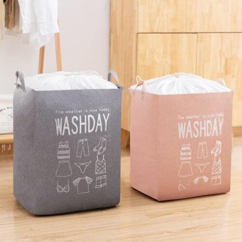Multifunctional Cotton Linen Storage Basket Clothing Dustproof Drawstring Bag Wardrobe Storage Box Organizer Folding Container