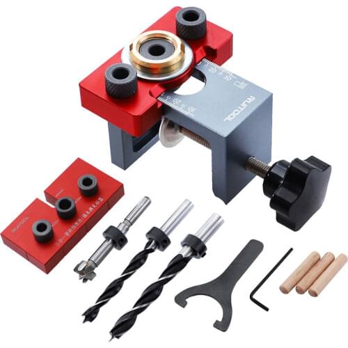 Upgrade Woodworking Doweling Jig Kit Vertical Pocket Hole Jig Drilling Guide Locator For Furniture Connecting DIY Household Tool
