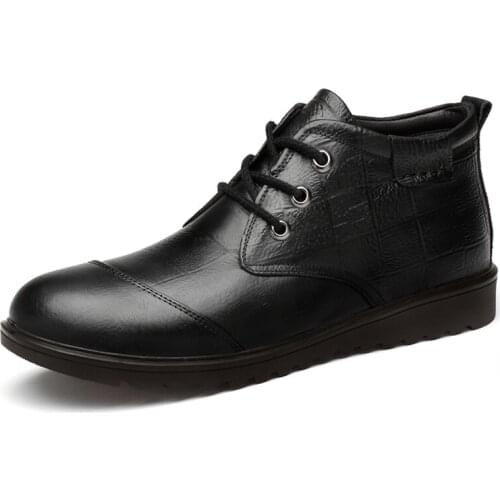 Genuine Leather Winter Boots Men Thicken Fur Ankle Boots for Men snow Boots Business Formal Leather Men Boots Winter Shoes male