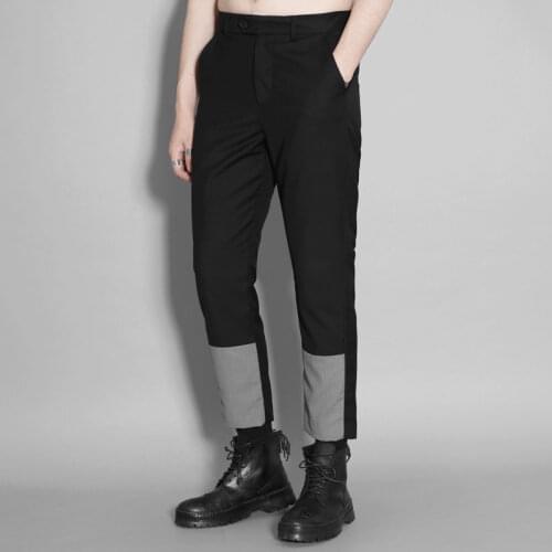 Mens wear matching slim slim feet nine-minute trousers, British tapered trousers nine-minute mens fashion fall wear