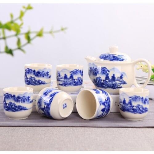 7 psc double insulated tea sets large pot large cup double tea gift tea sets factory direct