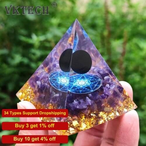 Natural Crystal Orgone Pyramid Healing Reiki Chakra Stones Orgonite Meditation Pyramid Removal Negative Energy Home Decor 6cm