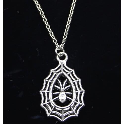 New Fashion Necklace 35x20mm spider cobweb halloween Pendants Short Long Women Men Colar Gift Jewelry Choker