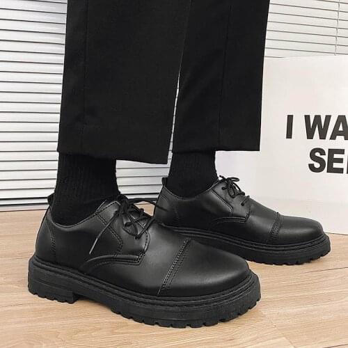 New Arrival Mens Dress Shoes Autumn Hong Kong Style Big Toe British Low-cut Small Leather Shoes Youth Casual Shoes Mens Shoes