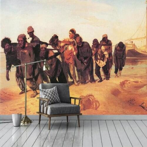 Custom size new Russian wallpaper famous painting Tracker on the Volga River oil painting mural living room bedroom dining room