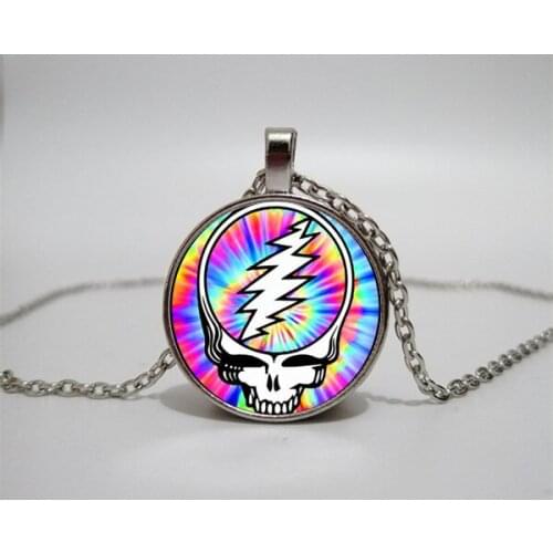 Grateful Dead necklace convex dome glass necklace music lovers pendant necklace Grateful necklace handmade custom