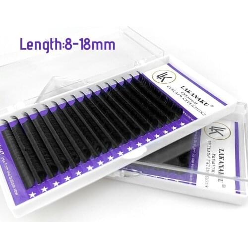 LAKANAKU Classic Individual Eyelashes Extensions Mega Volume Eye Lashes Tray 8-18mm All Size Lashes Extension