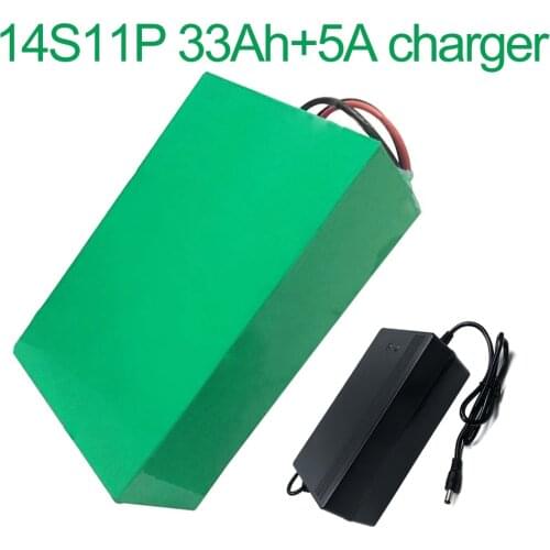 With 5A charger 52V 33Ah 14S11P 18650 Li-ion Battery electric two Three wheeled motorcycle bicycle 275*215*70mm