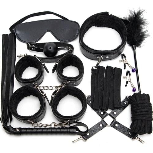 Sex Toys SM10 Set Couples Flirtation Props Restraint Hand and Handcuffs Mouth Plug Alternative Adult Sex Toys Happy Life