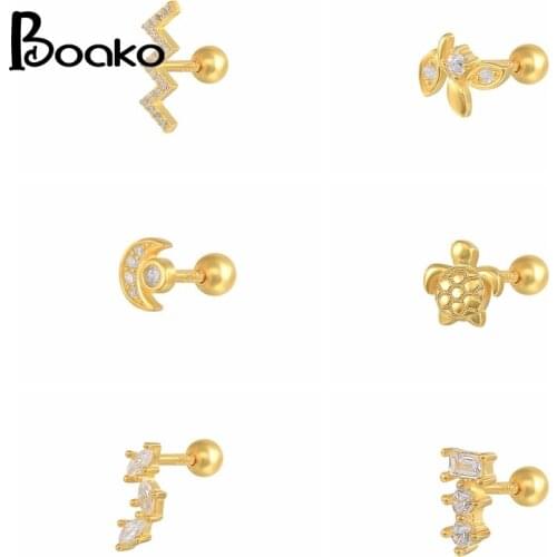 BOAKO Mini Tortoise 1pcs 925 Sterling Silver Earrings For Women Stud Earring Gold/Silver Jewelry Ear Piercing Gift 2021 Trend