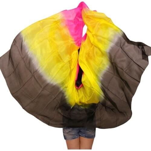 Silk Veils Can Be Customized Handmade Dyed Chinese 100% Real Silk Veil Shawls Women Scarf Costumes Accessories Belly Dance Veils