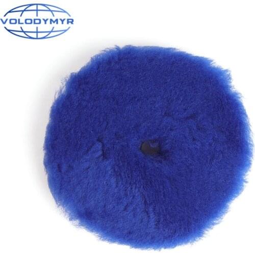 Volodymyr Wool Polishing Pad Blue 6inch with 5inch Hook and Loop for Car Polisher Buffer Polish Accessories Polishing Tools