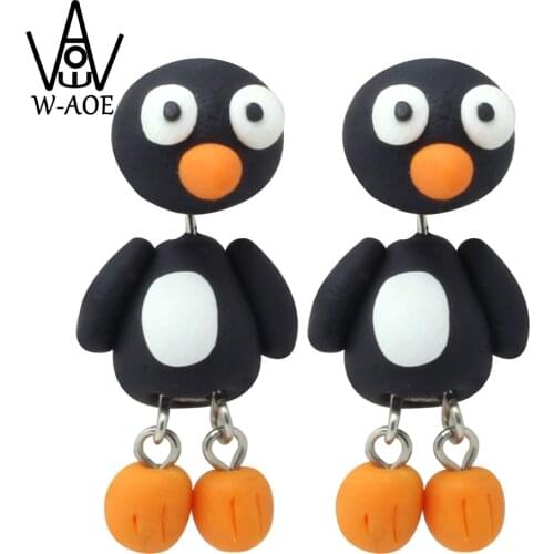 TTPAIAI 30 Brand Handmade Polymer Clay Penguin Stud Earrings Fashion Jewelry Cute Animal Earrings For Women Girl Kids Gift