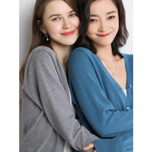 All Match Knitted Cardigan For Women Autumn New Solid V-Neck Long-Sleeved Slim Office Lady Elegant Outwear Coat Tops Oversize