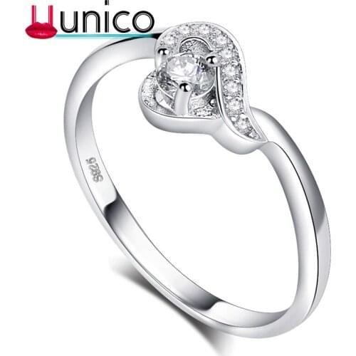 UUNICO rings for women Silver Plated Crystal jewelry rings wedding Love Shape Bridal Wedding Ring Forever love Gifts 2018