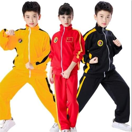 Boys Girls Wushu Tracksuit Sets Children long sleeve Wushu Clothing Chinese Kung Fu costumes Tai Chi Martial Art Uniform Kids