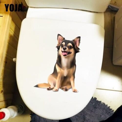 YOJA 18.2×23.3CM Cute Cartoon Dog Fun Toilet Stickers Home Room Wall Decoration Accessories T1-2924