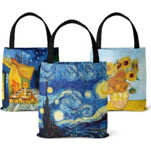 Tote Bag Shoulder Bag Womens Oil Painting Printed Beach Bag Handbag Canvas Bag Bag For Women Retro Shopping Bag Europe America