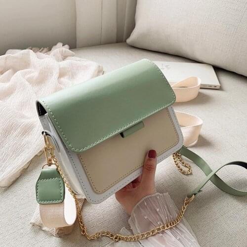 Hit Color Leather Crossbody Bags For Women Travel Handbag Fashion Simple Shoulder Messenger Bag Small Flap Crossbody Bag