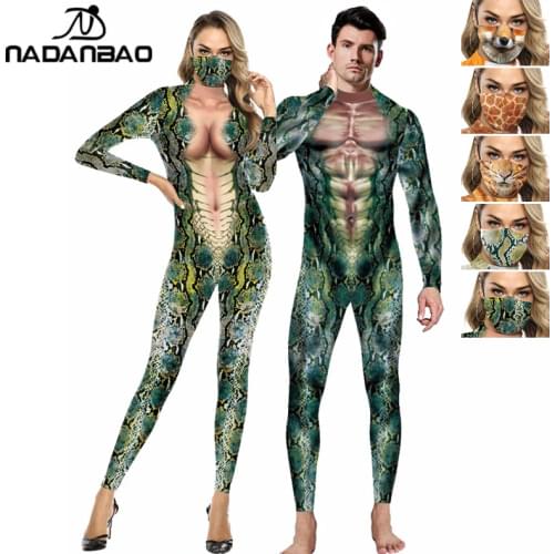 NADANBAO 2021 Cosplay Bodysuit Women Sexy Snake Costume Long Sleeve Fashion Suit Female Classical Jumpsuits Elastic