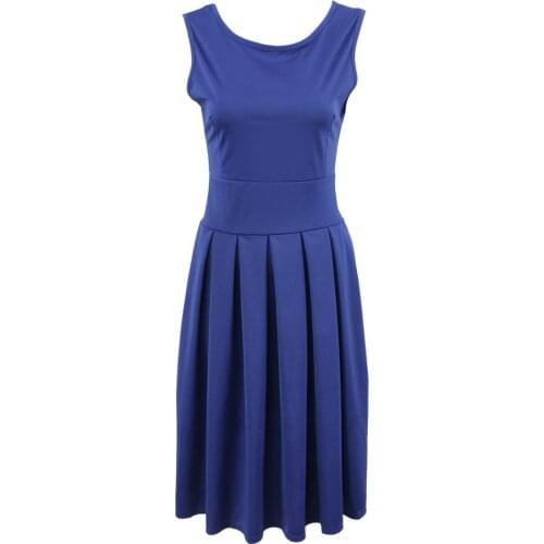 4 Colors Summer 2022 Fashion Women Elegant Causal O-Neck Sleeveless Slim Big Hems Dress Vestidos Loose AB193