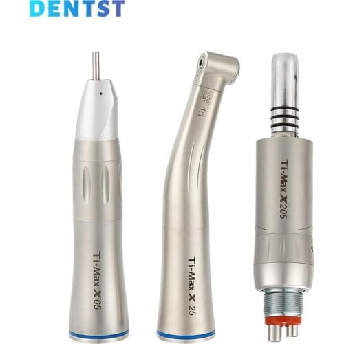 1:1 Dental Low Speed Hand piece Kit Straight Contra Angle Handpiece Air Motor Ti Max X25/X65/X205 Blue Rings Dentista Tools
