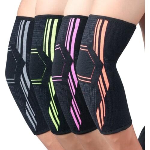 1 PCS 3D Weaving Knitted Elbow Protector Elastic Compression Badminton Tennis Arm Sleeves Elbow Brace Anti-Slip