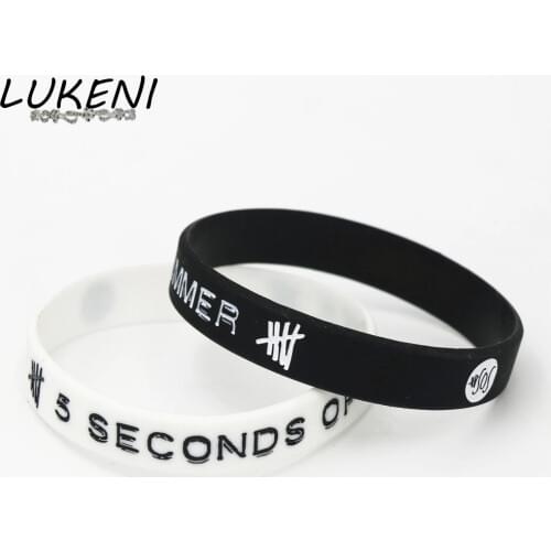 LUKENI 1PC 5 Seconds Of Summer Band Silicone Wristbands 5SOS Star Silicone Bracelets Bileklik Fashion Style Jerwerly SH196