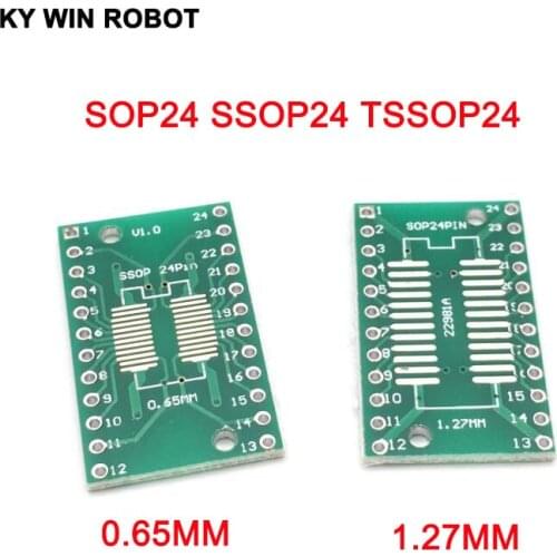 10pcs SOP24 SSOP24 TSSOP24 to DIP24 PCB Pinboard SMD To DIP 0.65mm/1.27mm to 2.54mm DIP Pin Pitch PCB Board Converter Socket