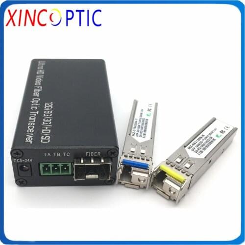 1080P 1Ch Mini 3G-SDI Fiber Converter Extender with Tally and loop out Single Mode Fiber LC Connector 20KM Transceiver Module