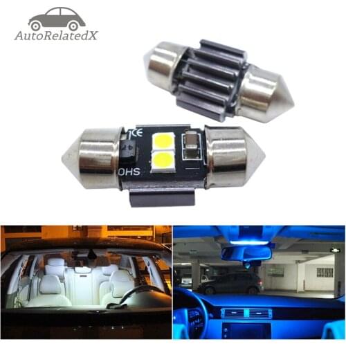 2x 28mm 29mm Festoon Car led light C5W C10W Sun Visor Vanity Mirror Light Door Dome Reading Lamp white Blue Purple 12V 24V