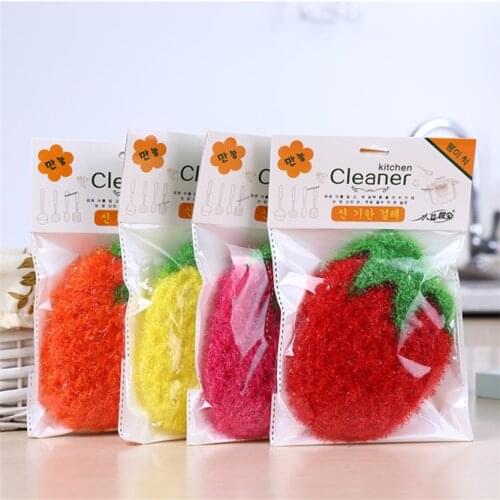 50pcs Cute Strawberry polyester yarn dish cloth High Quality Cleaning Cloths Rag hand knitting kitchen washing towel Cloth