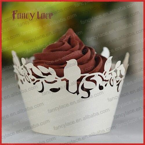 60PCS Hot Sale Birthday Party Decorations Chocolate Wrapper Customized,Bird Lace Cupcake Wrappers Paper Cake Decoration