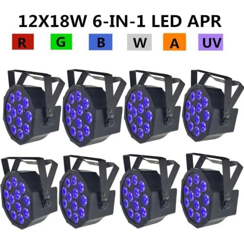 8PCS/ 12X18W RGBWA+UV led Par light dmx512 6/10CH led wash light professional stage dj equipment disco lights