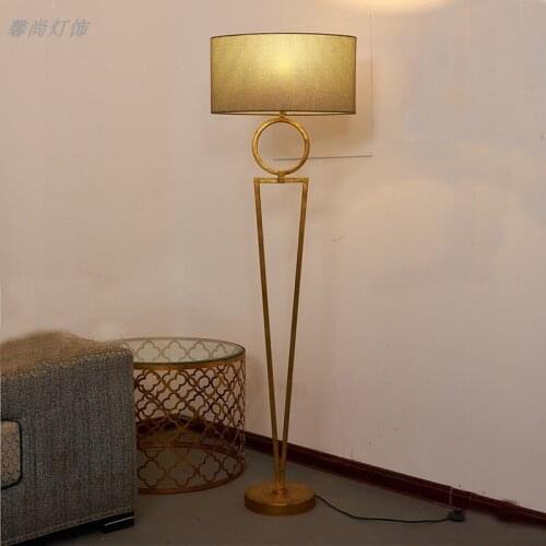 American bedroom living room geometric creative Nordic study room simple golden wrought iron personality vertical floor lamp