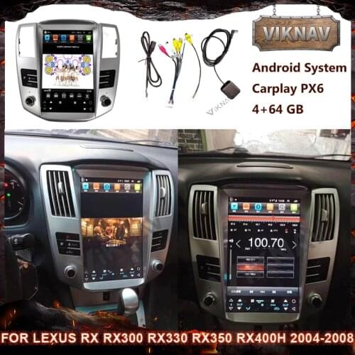 Android vertical screen car radio for Lexus RX RX300 RX330 RX350 RX400H 2004-2008 GPS navigation multimedia player Head Unit