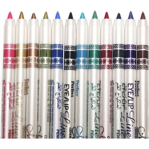 White 12 Color Eye Shadow Eyeliner Pen High Light Pen Waterproof Not Dizzy Dye Eyeliner Lash Glue Pen Long-lasting Dropshipping